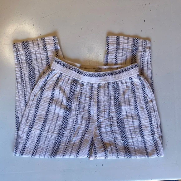 Madewell Lightspun Balloon Drawstring Pull-On Pants, Size Medium, White & Black - Picture 10 of 10